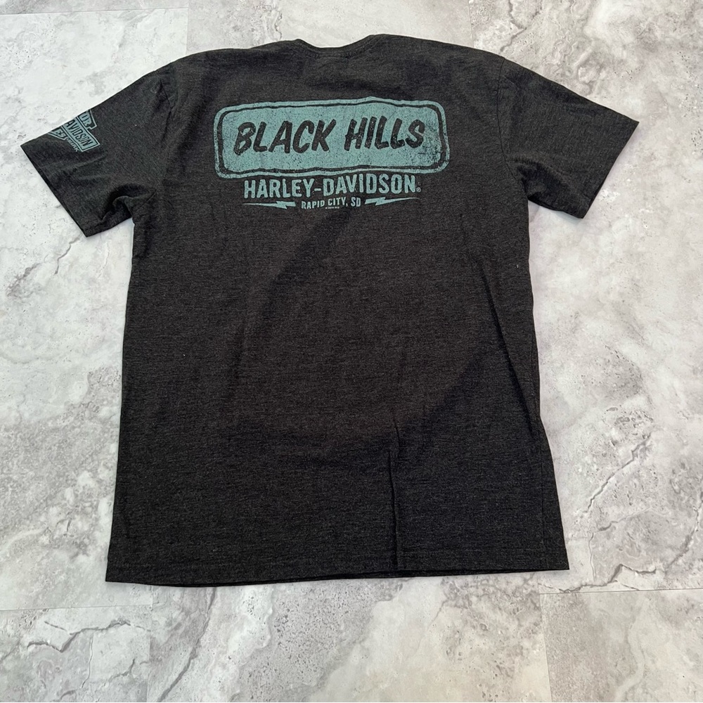 Harley Davidson Size Large L Black Tee Shirt Sturgis 2019 - Picture 2 of 6